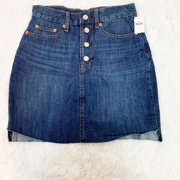 Gap denim skirt button fly raw hem jeans skirt - Picture 1 of 8
